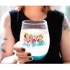 Golden Girls The Squad Goals Stemless Wine Glass | Official TV Show Collectible Drinkware | Novelty Kitchen Gifts, Cocktail Glass For Home Barware | Holds 20 Ounces(Teal)
