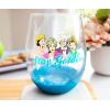 Golden Girls The Squad Goals Stemless Wine Glass | Official TV Show Collectible Drinkware | Novelty Kitchen Gifts, Cocktail Glass For Home Barware | Holds 20 Ounces(Teal)