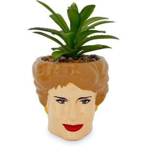 Silver Buffalo The Golden Girls Sophia Face Mini Ceramic Planter Decor | Official TV Show Collectible | Small Flower Pot for Indoor Plants, Includes Artificial Succulent | 3 Inches(Blanche)