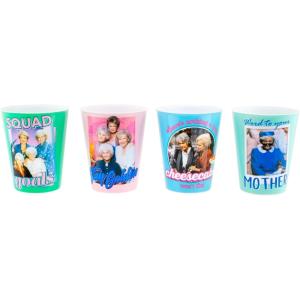 Silver Buffalo The Golden Girls Thirsty Salty Extra Savage 1.5-Ounce Mini Glass Cups, Set Of 4 | Official TV Show Collectible Drinkware | Novelty Kitchen Gifts, Shot Glasses For Home Barware(Miami Queens Glass)