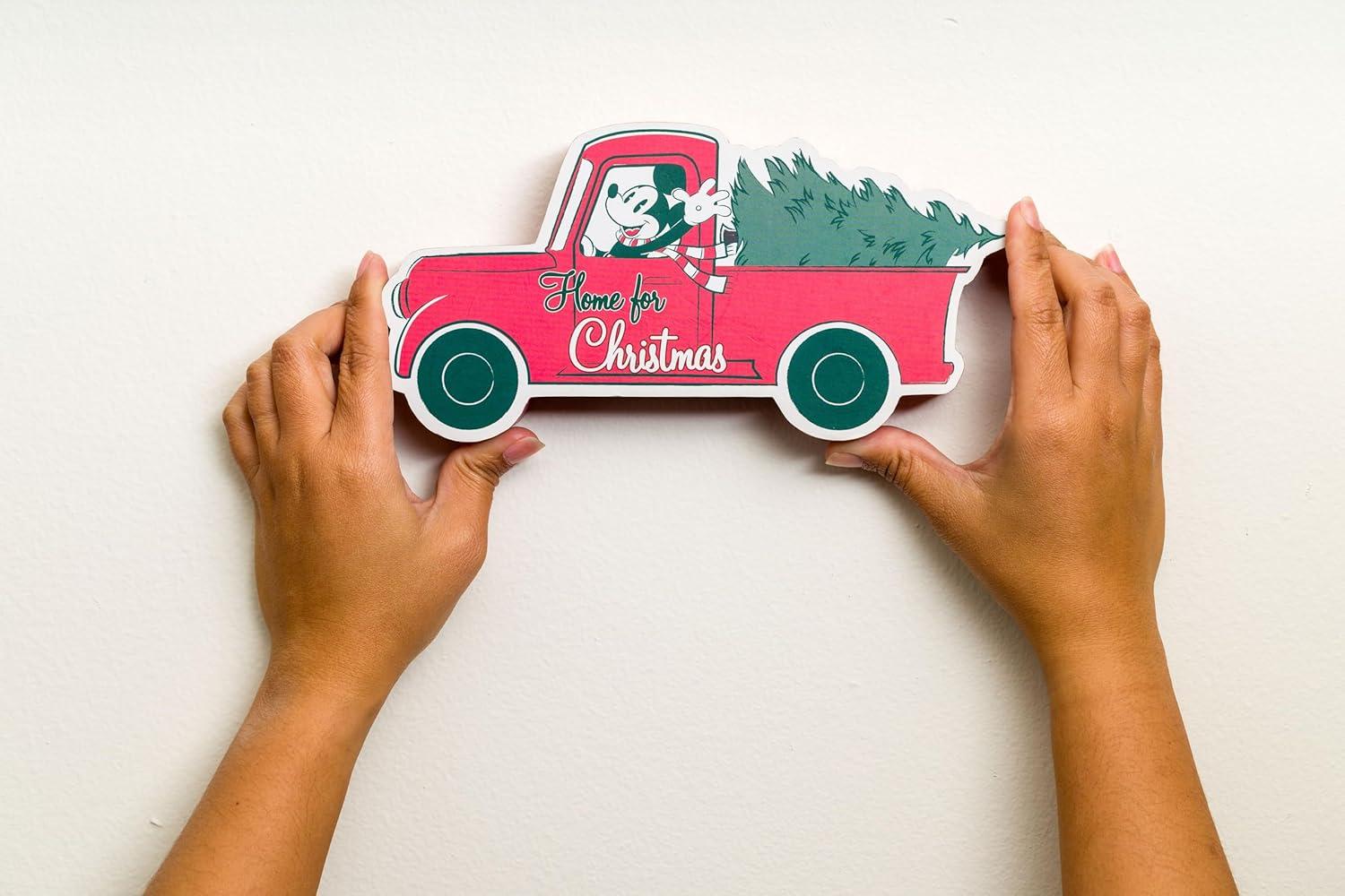 imageSilver Buffalo Disney Mickey Mouse Home For Christmas Large Die Cut MDF Box Wall Sign 9 x 12 x 45