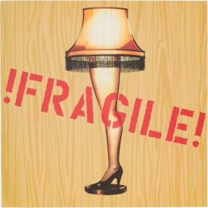 Silver Buffalo A Christmas Story “Fragile” Box Wall Sign Featuring the Leg Lamp, 6″ x 6″ x 1.5″