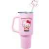 Silver Buffalo Sanrio Hello Kitty Christmas Holiday Sweater Merry and Bright Stainless Steel Tumbler with Handle, Straw, and Straw Cap, Fits in Standard Cup Holder, 40 Ounces