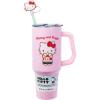 Silver Buffalo Sanrio Hello Kitty Christmas Holiday Sweater Merry and Bright Stainless Steel Tumbler with Handle, Straw, and Straw Cap, Fits in Standard Cup Holder, 40 Ounces