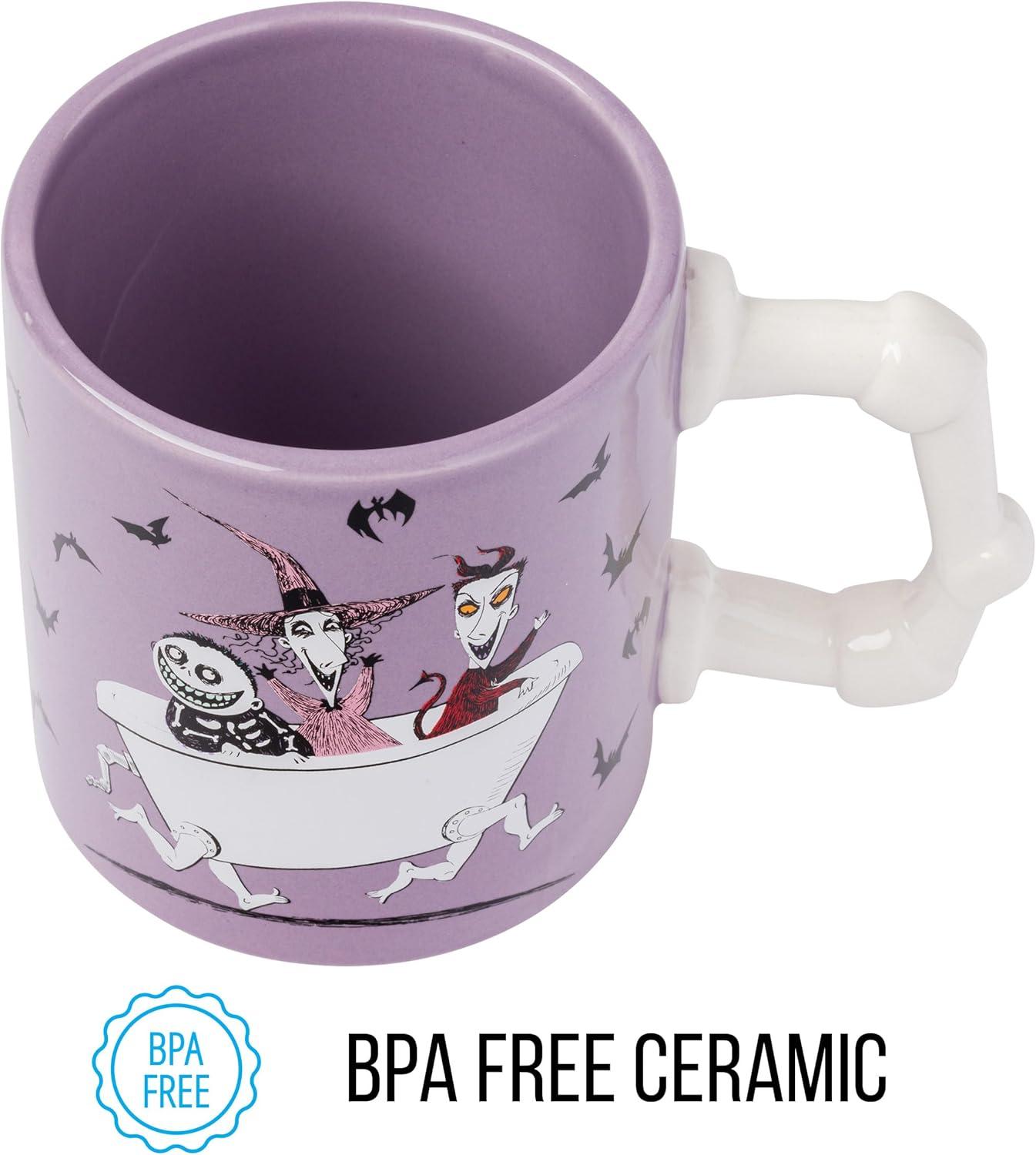 imageSilver Buffalo Disney Tim Burton Nightmare Before Christmas Tombstones Featuring Jack Skellington and Zero 3D Sculpted Ceramic Mug 18 Ounces3D Sculpted Handle Lock Shock and Barrel