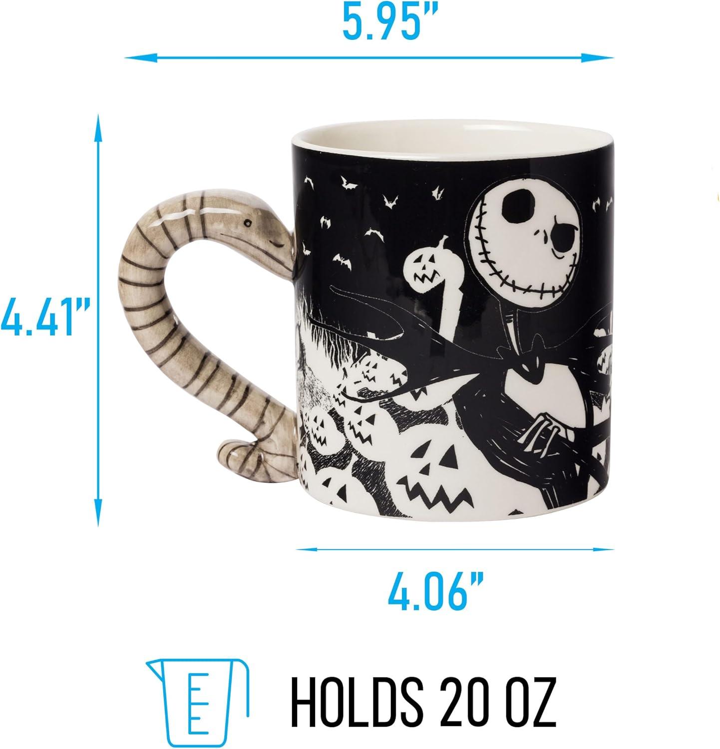 imageSilver Buffalo Disney Tim Burton Nightmare Before Christmas Tombstones Featuring Jack Skellington and Zero 3D Sculpted Ceramic Mug 18 Ounces3D Sculpted Snake Handle 20 Ounces