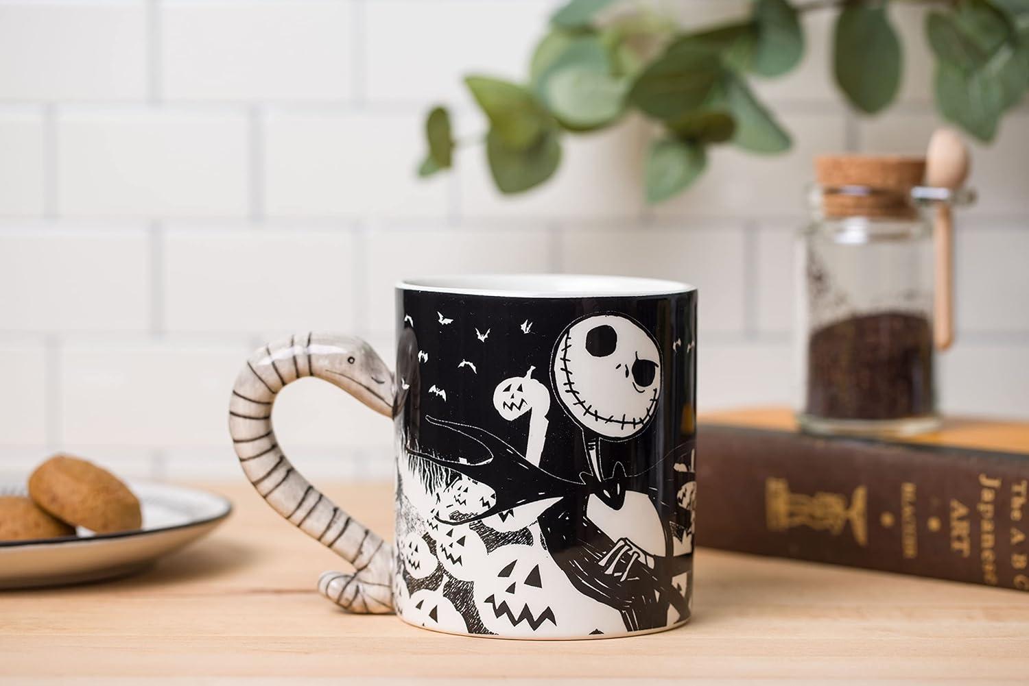 imageSilver Buffalo Disney Tim Burton Nightmare Before Christmas Tombstones Featuring Jack Skellington and Zero 3D Sculpted Ceramic Mug 18 Ounces3D Sculpted Snake Handle 20 Ounces