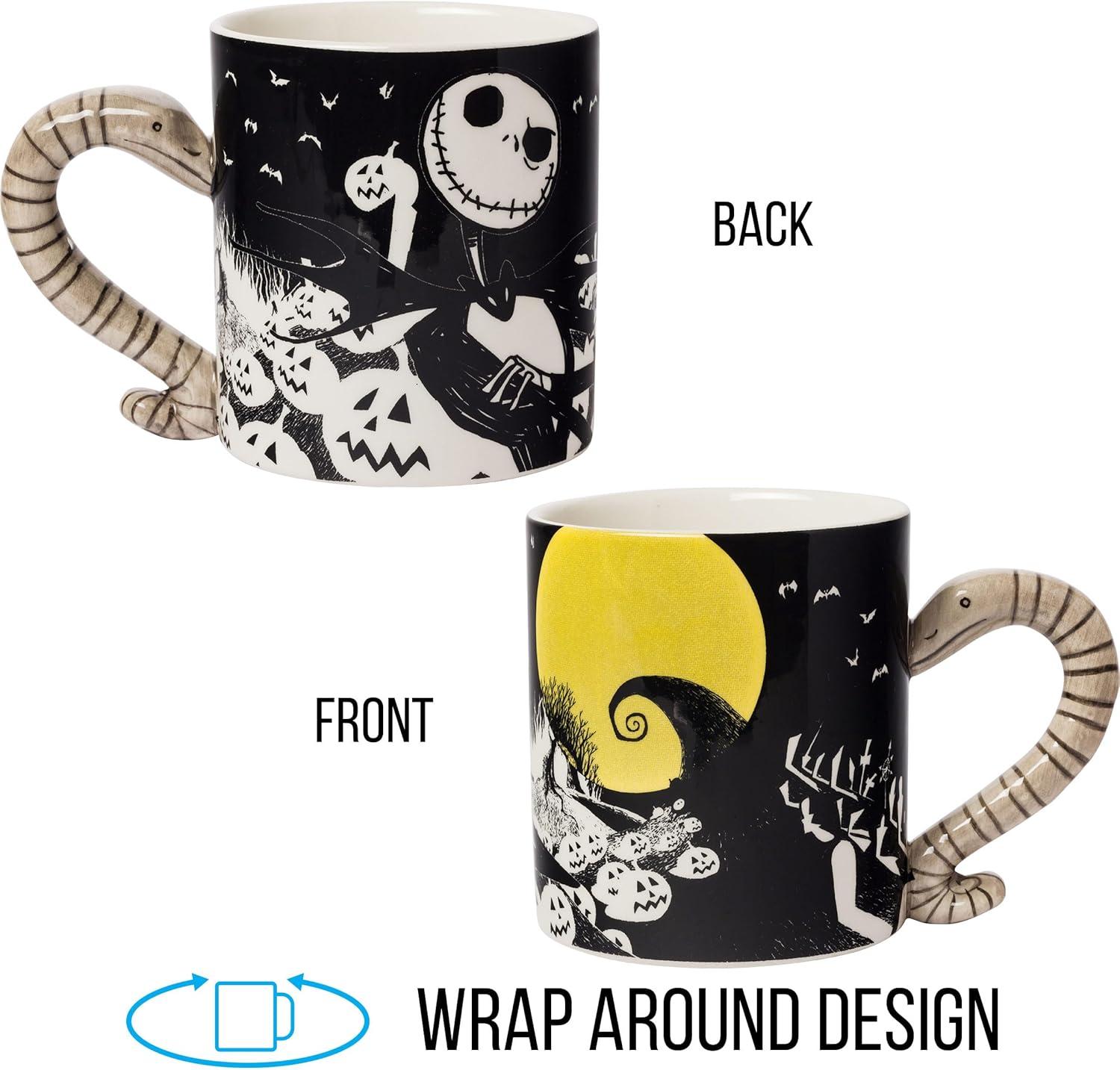 imageSilver Buffalo Disney Tim Burton Nightmare Before Christmas Tombstones Featuring Jack Skellington and Zero 3D Sculpted Ceramic Mug 18 Ounces3D Sculpted Snake Handle 20 Ounces