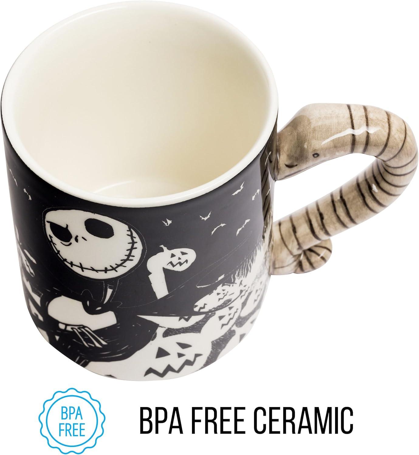 imageSilver Buffalo Disney Tim Burton Nightmare Before Christmas Tombstones Featuring Jack Skellington and Zero 3D Sculpted Ceramic Mug 18 Ounces3D Sculpted Snake Handle 20 Ounces