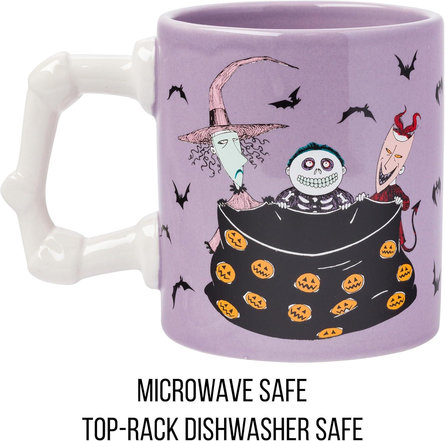 imageSilver Buffalo Disney Tim Burton Nightmare Before Christmas Tombstones Featuring Jack Skellington and Zero 3D Sculpted Ceramic Mug 18 Ounces3D Sculpted Handle Lock Shock and Barrel