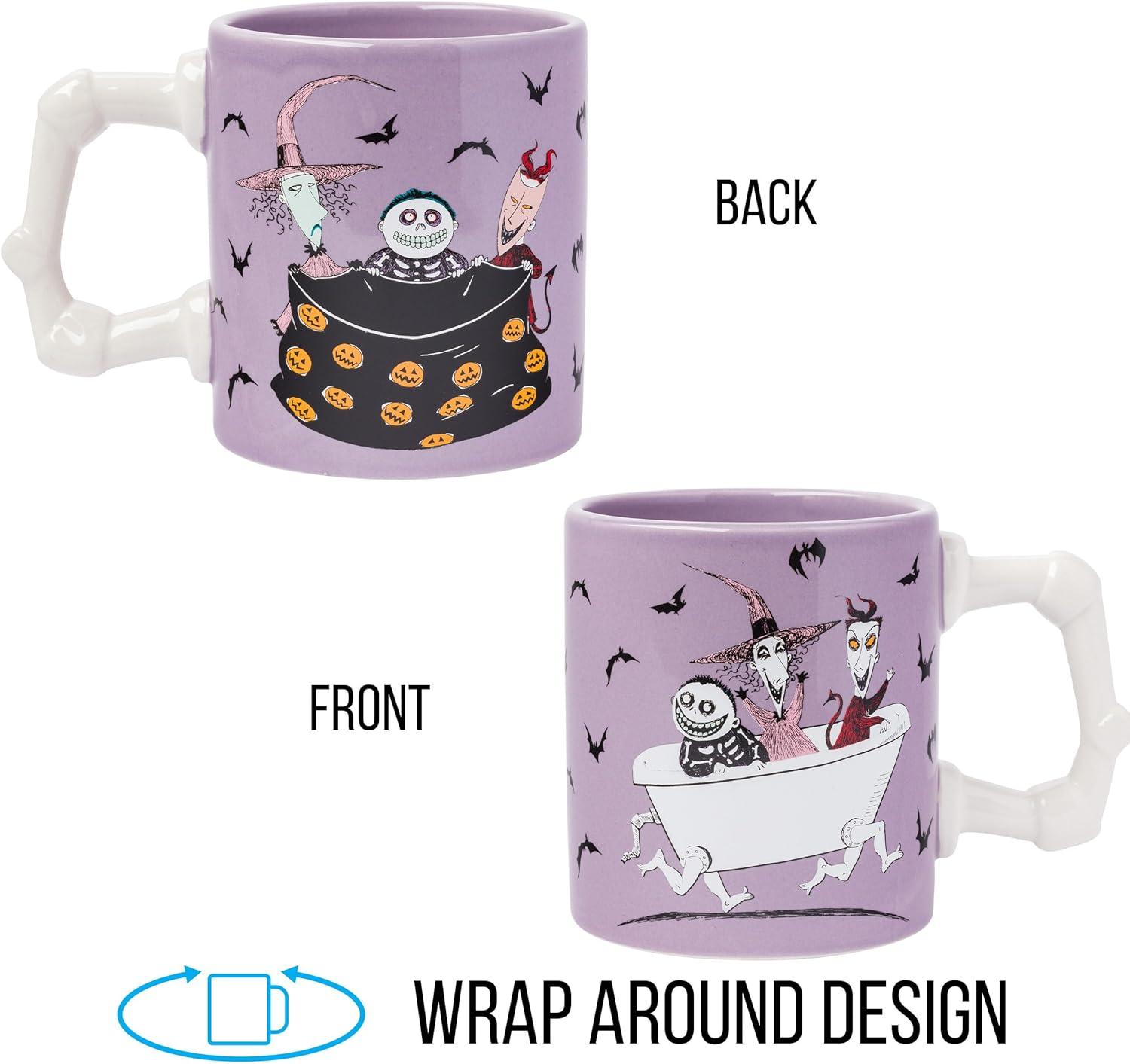 imageSilver Buffalo Disney Tim Burton Nightmare Before Christmas Tombstones Featuring Jack Skellington and Zero 3D Sculpted Ceramic Mug 18 Ounces3D Sculpted Handle Lock Shock and Barrel