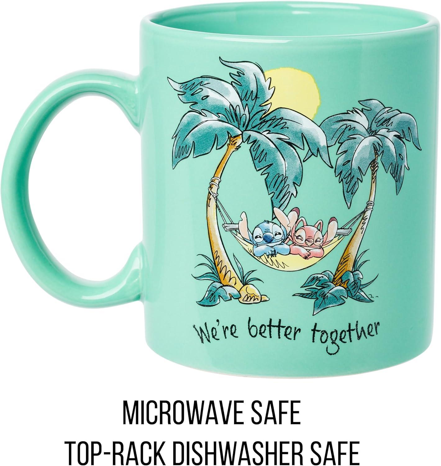 imageSilver Buffalo Lilo and Stitch Halloween Give Me Candy Glitter 20oz Ceramic MugStitch and Angel Were Better Together 20 Ounces