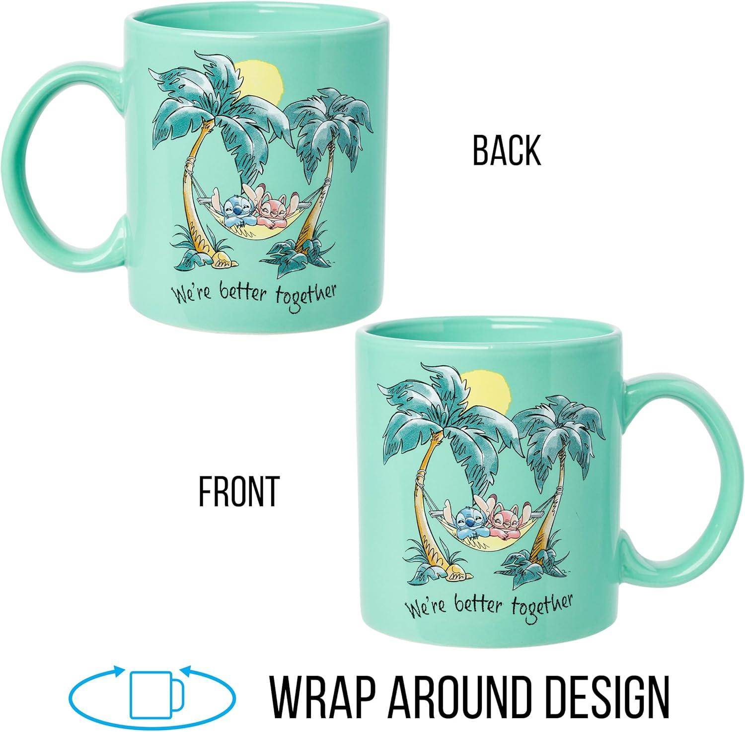 imageSilver Buffalo Lilo and Stitch Halloween Give Me Candy Glitter 20oz Ceramic MugStitch and Angel Were Better Together 20 Ounces