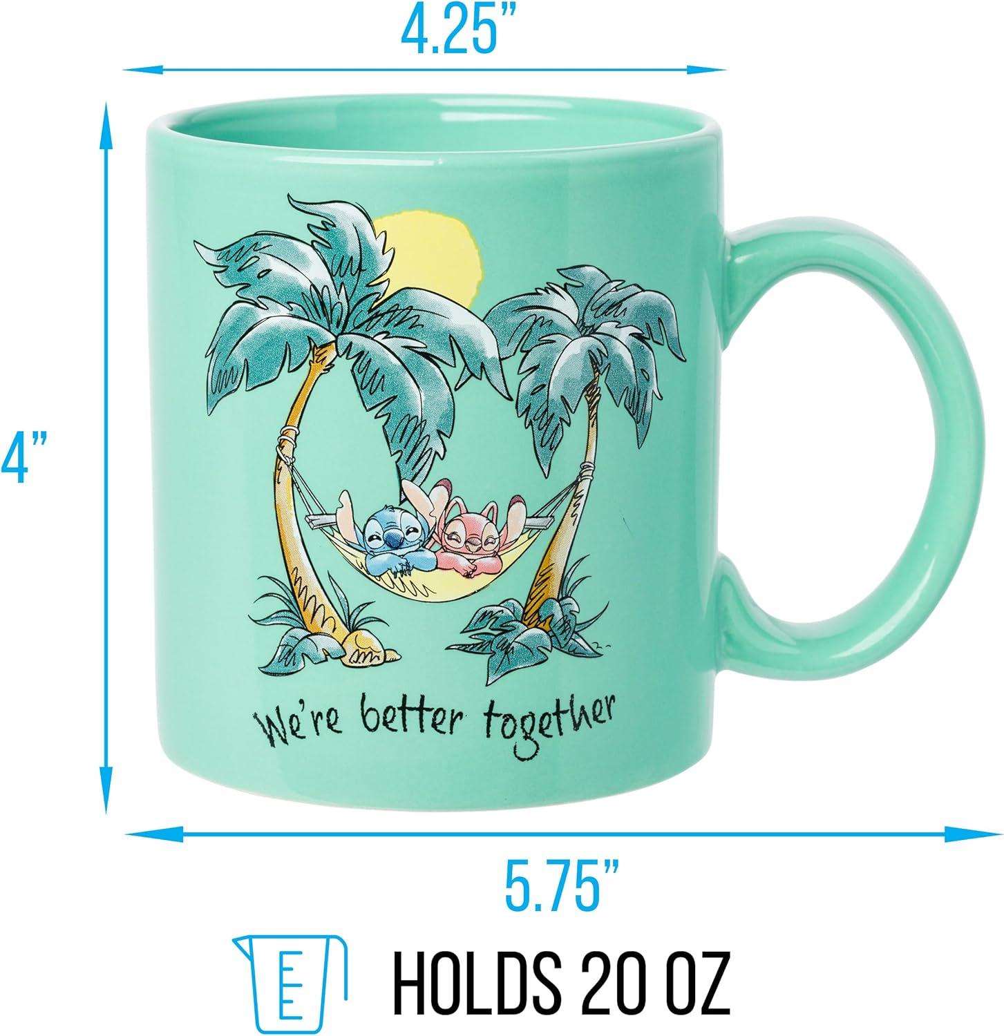 imageSilver Buffalo Lilo and Stitch Halloween Give Me Candy Glitter 20oz Ceramic MugStitch and Angel Were Better Together 20 Ounces