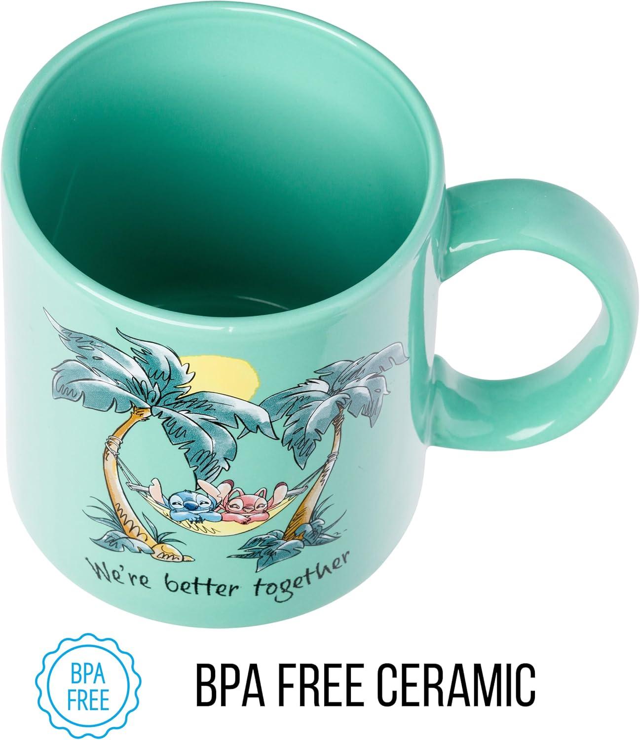 imageSilver Buffalo Lilo and Stitch Halloween Give Me Candy Glitter 20oz Ceramic MugStitch and Angel Were Better Together 20 Ounces