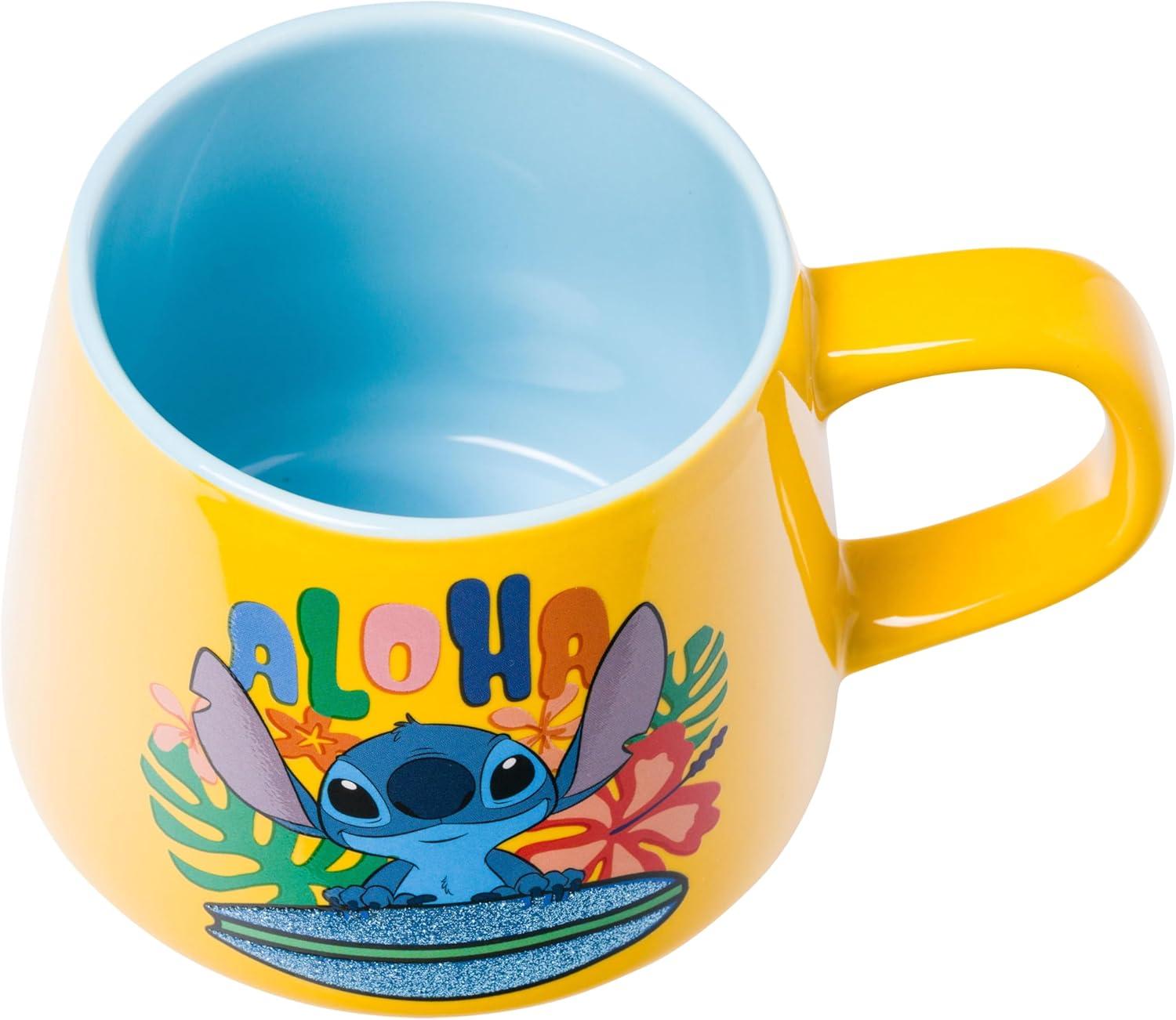 imageSilver Buffalo Lilo and Stitch Halloween Give Me Candy Glitter 20oz Ceramic MugSurfboard Glitter 18 Ounces