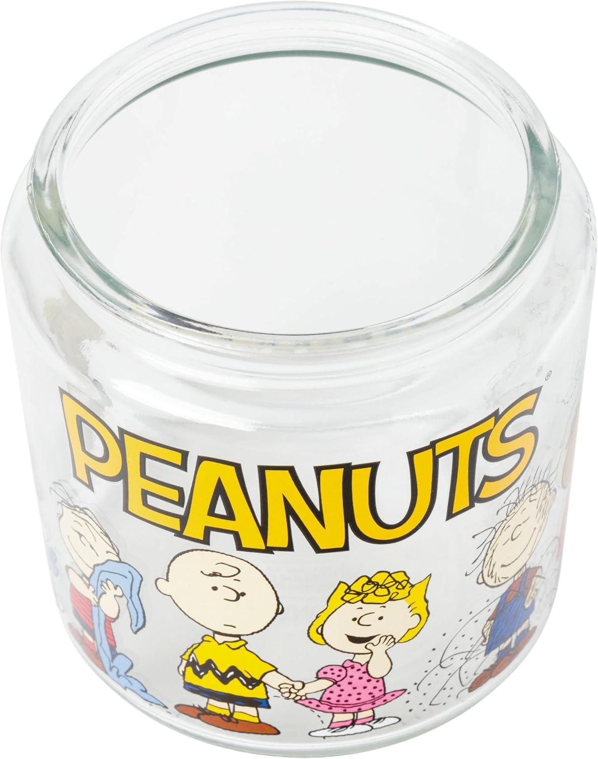 imageSilver Buffalo Peanuts Peppermint Dreams and Candy Cane Christmas Featuring Snoopy Charlie Brown Lucy Linus and Franklin Ceramic Cookie Snack Jar LargePeanuts Squad Glass