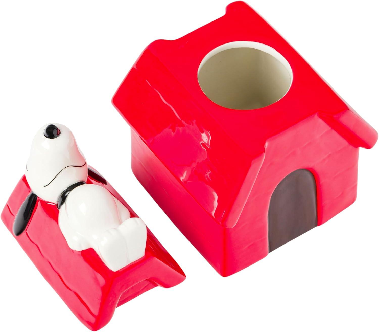 imageSilver Buffalo Peanuts Peppermint Dreams and Candy Cane Christmas Featuring Snoopy Charlie Brown Lucy Linus and Franklin Ceramic Cookie Snack Jar LargePeanuts Snoopy Ceramic Sculpted