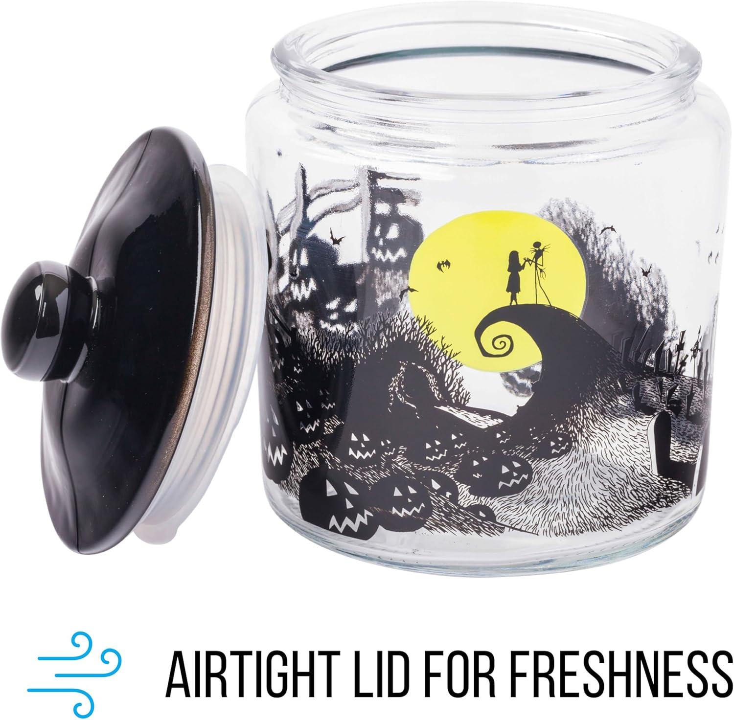 imageSilver Buffalo Peanuts Peppermint Dreams and Candy Cane Christmas Featuring Snoopy Charlie Brown Lucy Linus and Franklin Ceramic Cookie Snack Jar LargeNightmare Before Christmas Glass