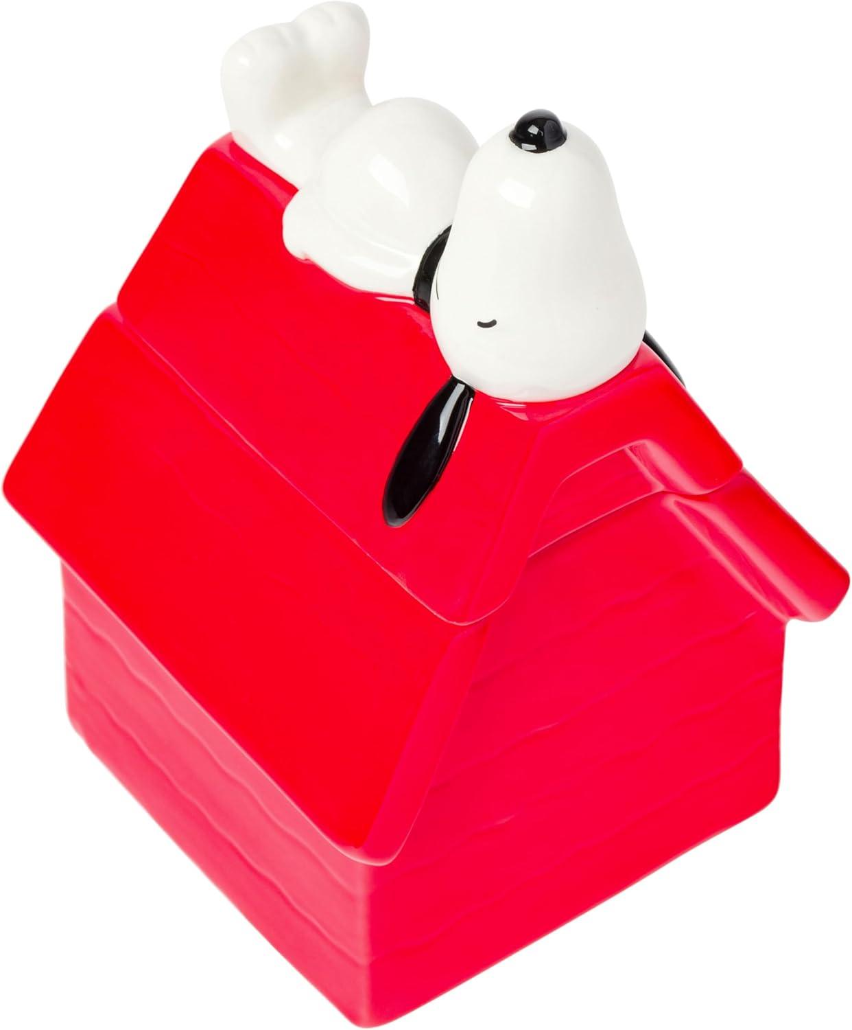 imageSilver Buffalo Peanuts Peppermint Dreams and Candy Cane Christmas Featuring Snoopy Charlie Brown Lucy Linus and Franklin Ceramic Cookie Snack Jar LargePeanuts Snoopy Ceramic Sculpted