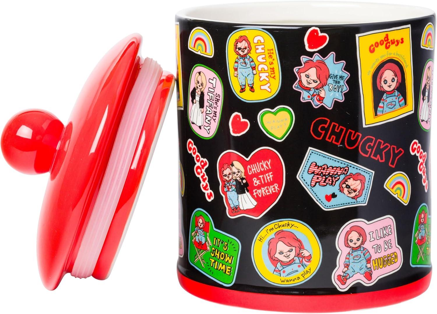 imageSilver Buffalo Peanuts Peppermint Dreams and Candy Cane Christmas Featuring Snoopy Charlie Brown Lucy Linus and Franklin Ceramic Cookie Snack Jar LargeChucky and Tiffany Ceramic