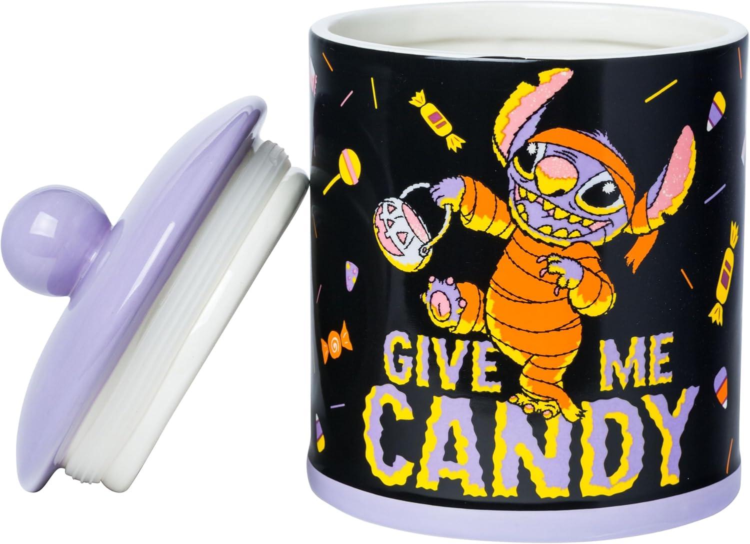 imageSilver Buffalo Peanuts Peppermint Dreams and Candy Cane Christmas Featuring Snoopy Charlie Brown Lucy Linus and Franklin Ceramic Cookie Snack Jar LargeLilo and Stitch Halloween Ceramic