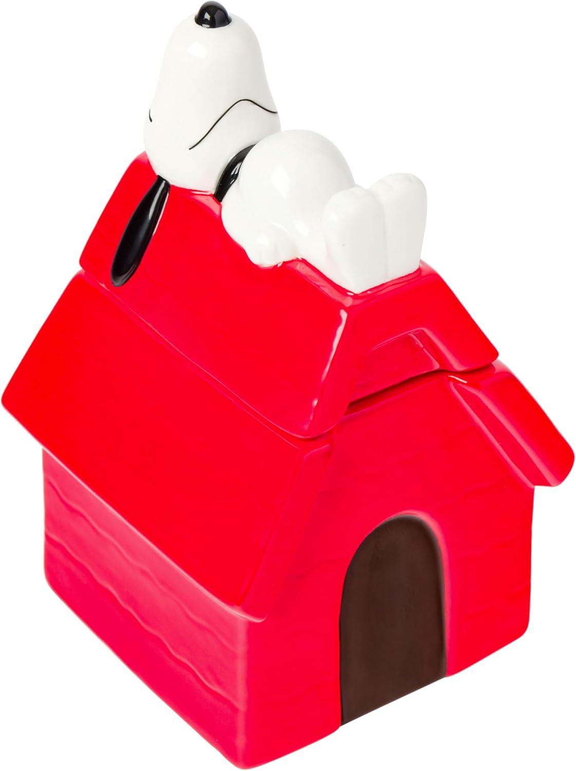 imageSilver Buffalo Peanuts Peppermint Dreams and Candy Cane Christmas Featuring Snoopy Charlie Brown Lucy Linus and Franklin Ceramic Cookie Snack Jar LargePeanuts Snoopy Ceramic Sculpted