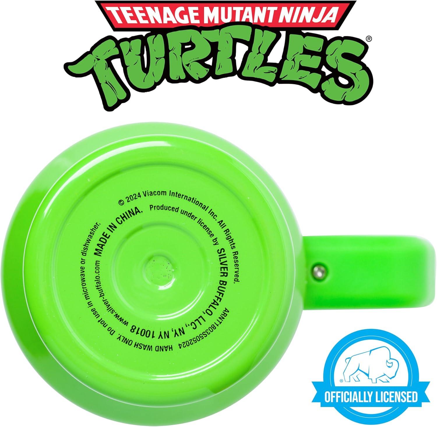 imageSilver Buffalo Teenage Mutant Ninja Turtles Turtle Power Stainless Steel Tumbler with Handle Featuring Leonardo Donatello Raphael and Michelangelo Fits in Standard Cup Holder 40 Ounces