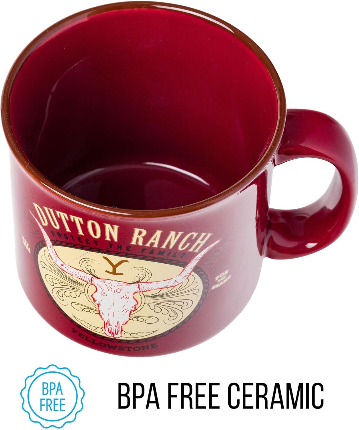 imageSilver Buffalo Yellowstone Montana 1886 Badge 20oz Ceramic Camper Mug