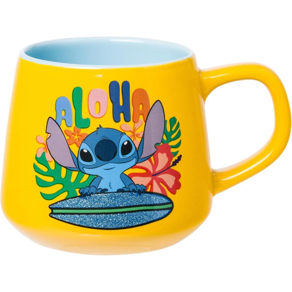 imageSilver Buffalo Lilo and Stitch Halloween Give Me Candy Glitter 20oz Ceramic MugSurfboard Glitter 18 Ounces