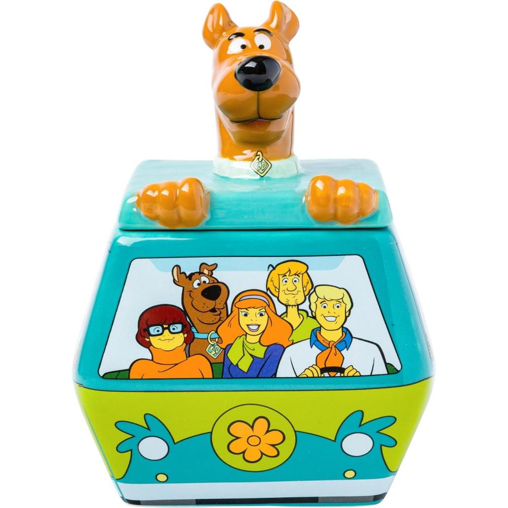 imageSilver Buffalo Peanuts Peppermint Dreams and Candy Cane Christmas Featuring Snoopy Charlie Brown Lucy Linus and Franklin Ceramic Cookie Snack Jar LargeScooby Doo Mystery Machine XSmall Ceramic Sculpted