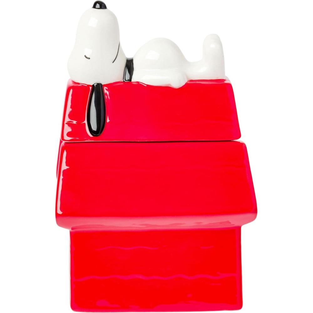 imageSilver Buffalo Peanuts Peppermint Dreams and Candy Cane Christmas Featuring Snoopy Charlie Brown Lucy Linus and Franklin Ceramic Cookie Snack Jar LargePeanuts Snoopy Ceramic Sculpted