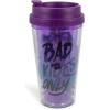 Disney Villains Bad Vibes Only Double-Walled Plastic Tumbler With Lid | Official Kitchen Accessories | Travel Coffee Mugs, Novelty Drinkware For Home Kitchen Set | Holds 16 Ounces