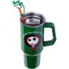 Silver Buffalo Disney Nightmare Before Christmas Making Xmas Fright Featuring Jack Skellington & Zero Stainless Steel Tumbler with Handle, Straw, and Straw Cap, Fits in Standard Cup Holder, 40 Ounces(Nightmare Before Christmas Making Xmas Fright)