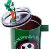 Silver Buffalo Disney Nightmare Before Christmas Making Xmas Fright Featuring Jack Skellington & Zero Stainless Steel Tumbler with Handle, Straw, and Straw Cap, Fits in Standard Cup Holder, 40 Ounces(Nightmare Before Christmas Making Xmas Fright)