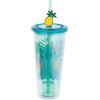 Silver Buffalo Lilo and Stitch Tropical Ohana Sitting 24oz Plastic Cold Cup w/Lid and Topper Straw