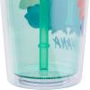 Silver Buffalo Lilo and Stitch Tropical Ohana Sitting 24oz Plastic Cold Cup w/Lid and Topper Straw