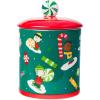 Silver Buffalo Peanuts Peppermint Dreams and Candy Cane Christmas Featuring Snoopy, Charlie Brown, Lucy, Linus, and Franklin Ceramic Cookie Snack Jar (Large)(Peanuts Christmas (Ceramic))