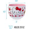 Silver Buffalo Sanrio Hello Kitty Apples and Hearts Doodles Ceramic Ramen Noodle Rice Bowl with Chopsticks, Microwave Safe, 20 Ounces