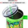 Silver Buffalo Teenage Mutant Ninja Turtles Turtle Power Stainless Steel Tumbler with Handle Featuring Leonardo, Donatello, Raphael, and Michelangelo, Fits in Standard Cup Holder, 40 Ounces