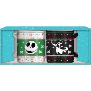 Silver Buffalo Disney Tim Burton Nightmare Before Christmas Tombstones Featuring Jack Skellington and Zero 3D Sculpted Ceramic Mug, 18 Ounces(2 Pack Ugly Sweater Set (14 Ounces))