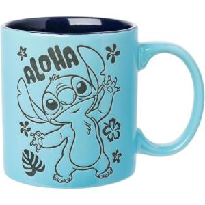 Silver Buffalo Lilo and Stitch Halloween Give Me Candy Glitter 20oz Ceramic Mug(Aloha Etched and Engraved (20 Ounces))