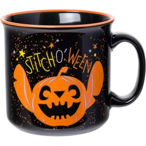 Silver Buffalo Lilo and Stitch Halloween Give Me Candy Glitter 20oz Ceramic Mug(Black/Multi)