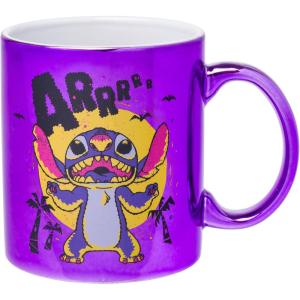 Silver Buffalo Lilo and Stitch Halloween Give Me Candy Glitter 20oz Ceramic Mug(Purple/Multi)