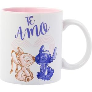 Silver Buffalo Lilo and Stitch Halloween Give Me Candy Glitter 20oz Ceramic Mug(Stich and Angel: Te Amo (20 Ounces))