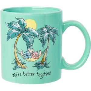 Silver Buffalo Lilo and Stitch Halloween Give Me Candy Glitter 20oz Ceramic Mug(Stitch and Angel: We’re Better Together (20 Ounces))