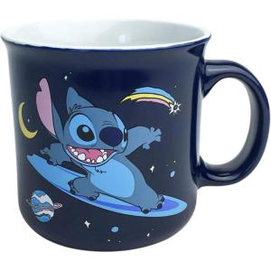 Silver Buffalo Lilo and Stitch Halloween Give Me Candy Glitter 20oz Ceramic Mug(Surfing in Space (20 Ounces))