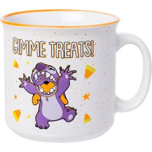 Silver Buffalo Lilo and Stitch Halloween Give Me Candy Glitter 20oz Ceramic Mug(White/Multi)