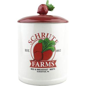 Silver Buffalo Peanuts Peppermint Dreams and Candy Cane Christmas Featuring Snoopy, Charlie Brown, Lucy, Linus, and Franklin Ceramic Cookie Snack Jar (Large)(The Office Schrute Farms (Ceramic))