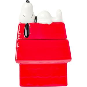 Silver Buffalo Peanuts Peppermint Dreams and Candy Cane Christmas Featuring Snoopy, Charlie Brown, Lucy, Linus, and Franklin Ceramic Cookie Snack Jar (Large)(Peanuts Snoopy (Ceramic Sculpted))